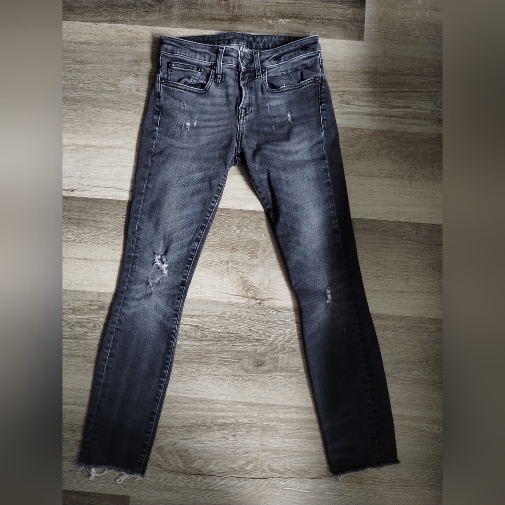 R13 Alison Crop Gray Skinny Jeans with Sleek Fit 25